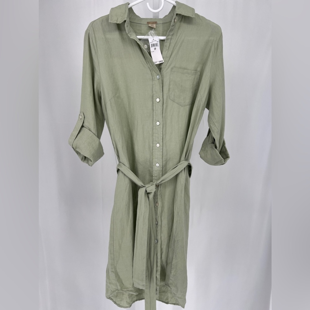 MAGASCHONI - Reseda Linen Button Down Shirt Dress with belt. NWT